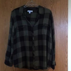 Boutique size 1x green and black buffalo check top